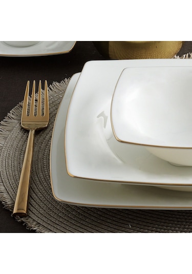 GÜRAL CAROLINE 85 PARÇA KARE BONE YEMEK TAKIMI - 20