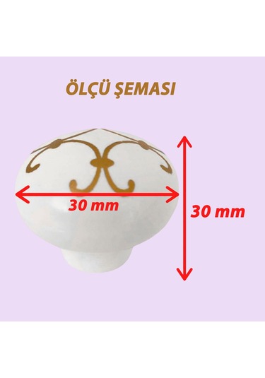 Defne Altın Çizgili Beyaz Polimer Düğme Kulp Mantar Mobilya Mutfak Dolabı Çekmece Kulbu Kulpları