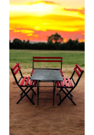 Modern Balkon Bahçe Mutfak Bistro Set Katlanır Masa-sandalye Kırmızı