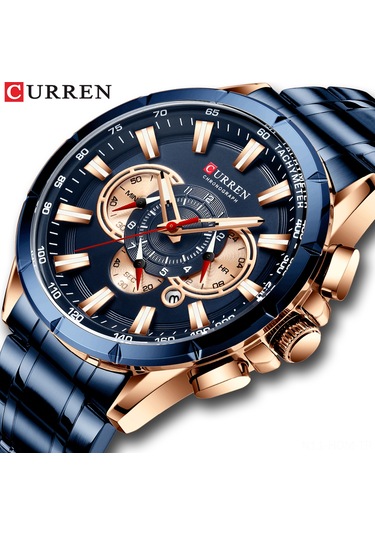 Curren 8363 Erkekler İçin Kuvars Erkek Kol Saati Paslanmaz Çelik Kayışlı Üç Alt Göstergeli İkinci Dakika Mikro Saniye Kronograf Tarih Takvim Göstergesi Su Geçirmez Işıldayan İğneler Giyilebilir Çok Renkli