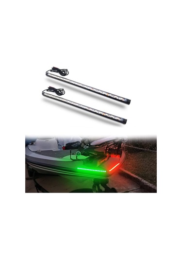 Konesam Deniz Tahtası Su Geçirmez Led Navigasyon Işık Şeridi - Gece Balıkçılık Ve Gemi Sinyali Işığı, Yat Aksesuarı, 18 Işık Damlacıklı Kırmızı Ve Yeşil 2 Adet