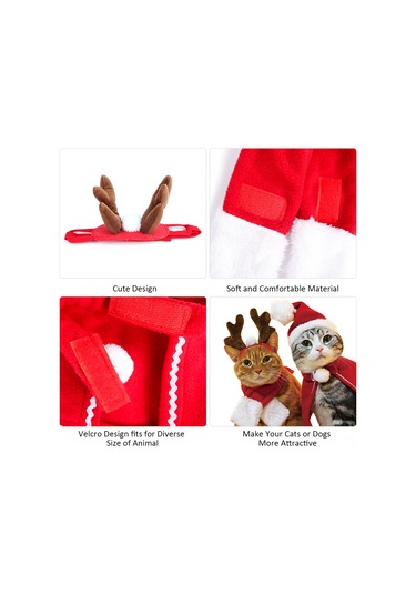 Kangvka Kedi Köpek Bayram Atkısı Kırmızı S Boyutu - Yumuşak Kumaş, Kolay Kullanıma Uygun, Tatil Dekorasyonu Çok Renkli