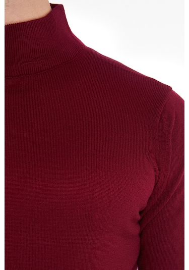 Hatemoğlu Yarım Balıkçı Erkek Triko Kazak Bordo