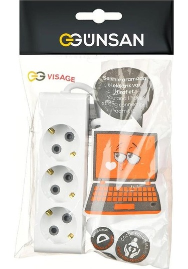 Visage Üçlü Çocuk Korumalı Topraklı Grup Priz 3m