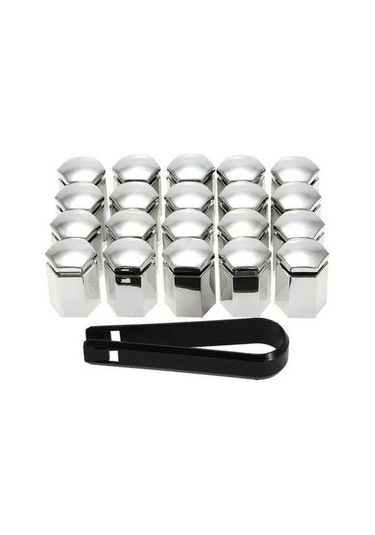 Fastbuy Vauxhall Jant Kapakları Seti 17x30mm, 20 Adet Gümüş, Uygulama Aleti İçerir