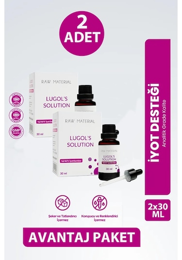 Raw Material Lugol Çözeltisi %2'lik 30 Ml 2 Adet