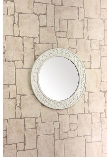 Dekoratif Yuvarlak Ayna Krem