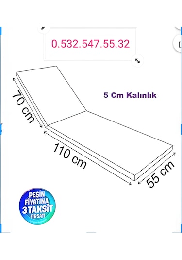 Süngersiz Demircili Koyu 2 Ad Şezlong Minderi Kılıfı 180 55 5 Cm