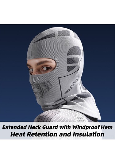 Vkemall Kış Sporu Outdoor Kayak Moto Kask Erkek Kadın Rüzgar Ve Soğuk Koruma Yüz Maskesi Isı Saklama Işık Gri Dikişli Baþlık Dtj49