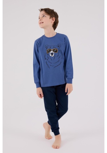 Rolypoly Erkek Çocuk Uzun Kol Pijama Takım Okyanus-1736 Mavi