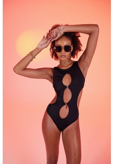 Holly Lolly Cutout Kesim H Aksesuarlı Daring Mayo Siyah