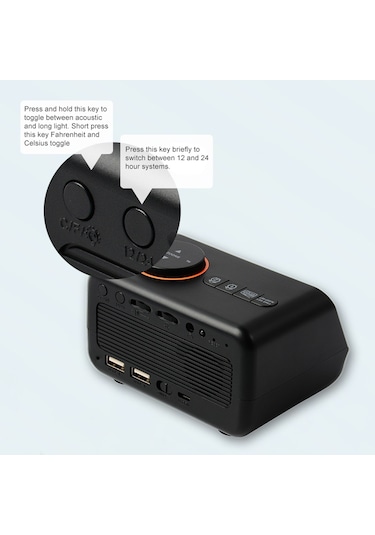 Çok İşlevli Çalar Saat Fm Radyo Şarj Edilebilir Led Dijital Saat Sıcaklık Ve Nem Göstergesi Sesle Etkinleştirilen/sürekli Açma/kapatma, Parlaklık/ses Ayarlanabilir, Erteleme Fonksiyonu