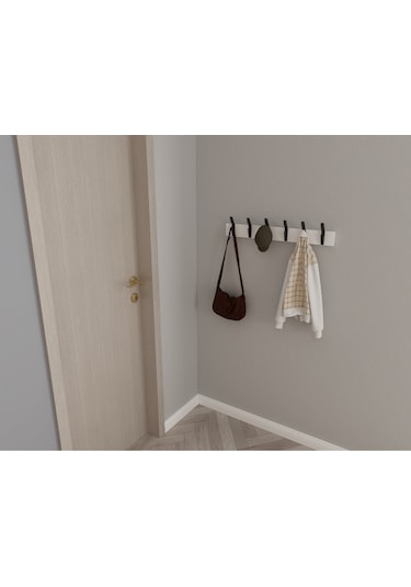 Hepsi3boyutlu Modern Duvar & Kapı Kanca Askılık - 6 Adet Siyah Kanca Askılık - Model No : 3 Siyah