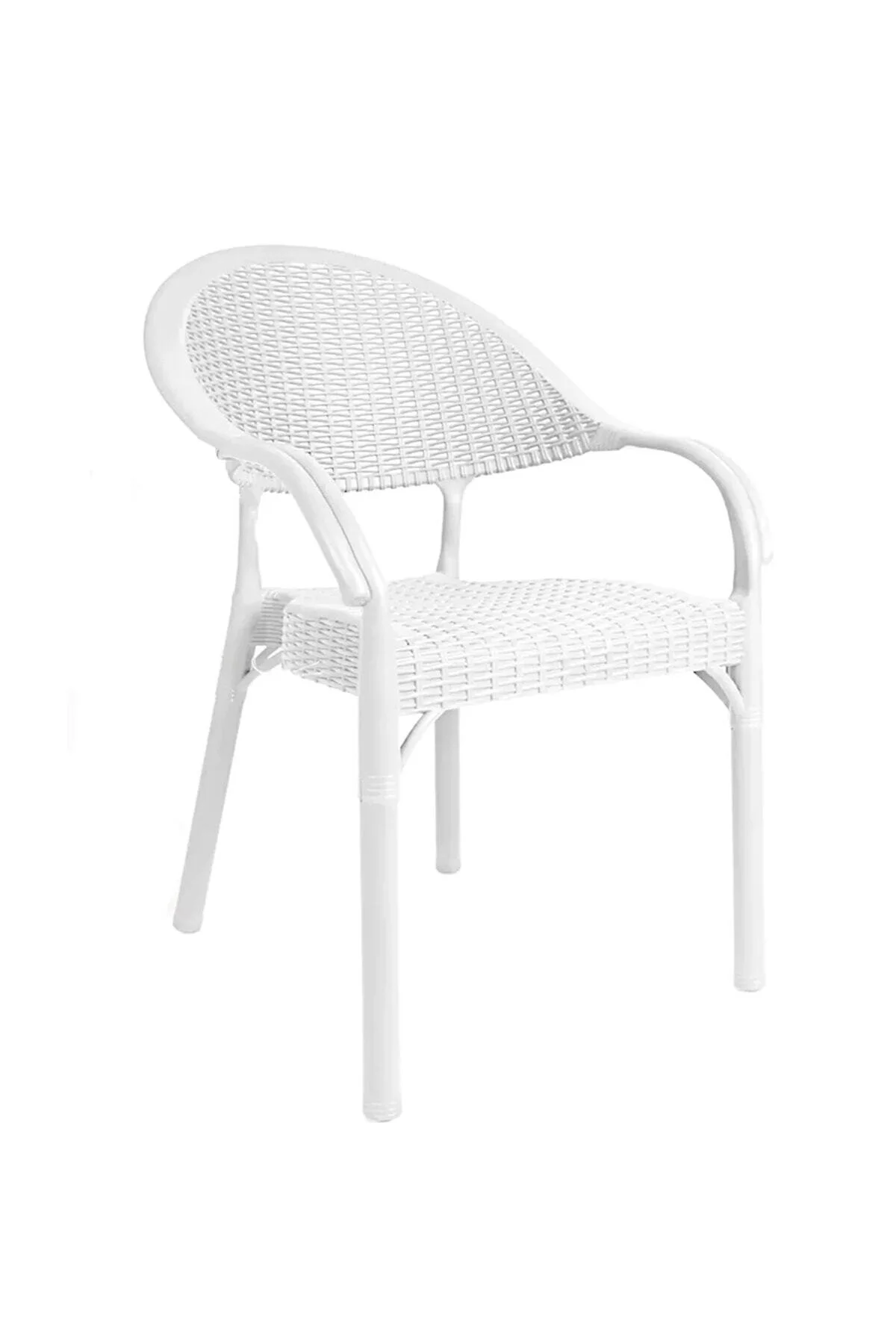 Alezy Bambu Balkon Bahçe Masa Takımı 4 Kişilik 70x70 Masa 4 Adet Bambu Koltuk Beyaz