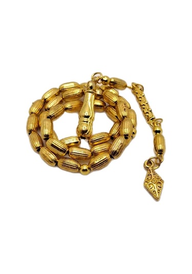 Han Ticarethane Çizgili Model Altın Benzetme Metal Tesbih