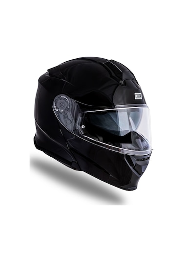 Delta Basic Parlak Siyah Çene Açılır Kask C2 Siyah