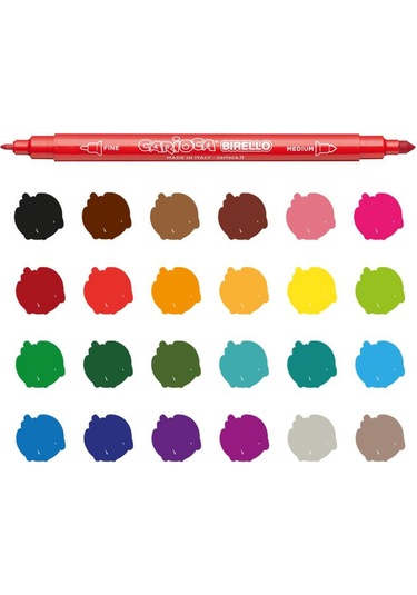 Carioca Birello Yıkanabilir Çift Taraflı Keçeli Boya 24'Lü 41521 N11.194