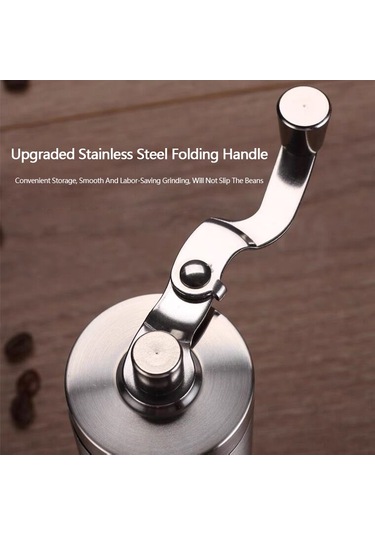 Moveevo Çok Amaçlı Paslanmaz Çelik El Değirmeni - Kahve, Baharat Ve Tahıllar İçin Gümüş