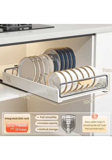 Lixiaqu01 Çekmece Ahşap Saplı Mutfak Bulaşık Depolama Raf Bölücü Diğer