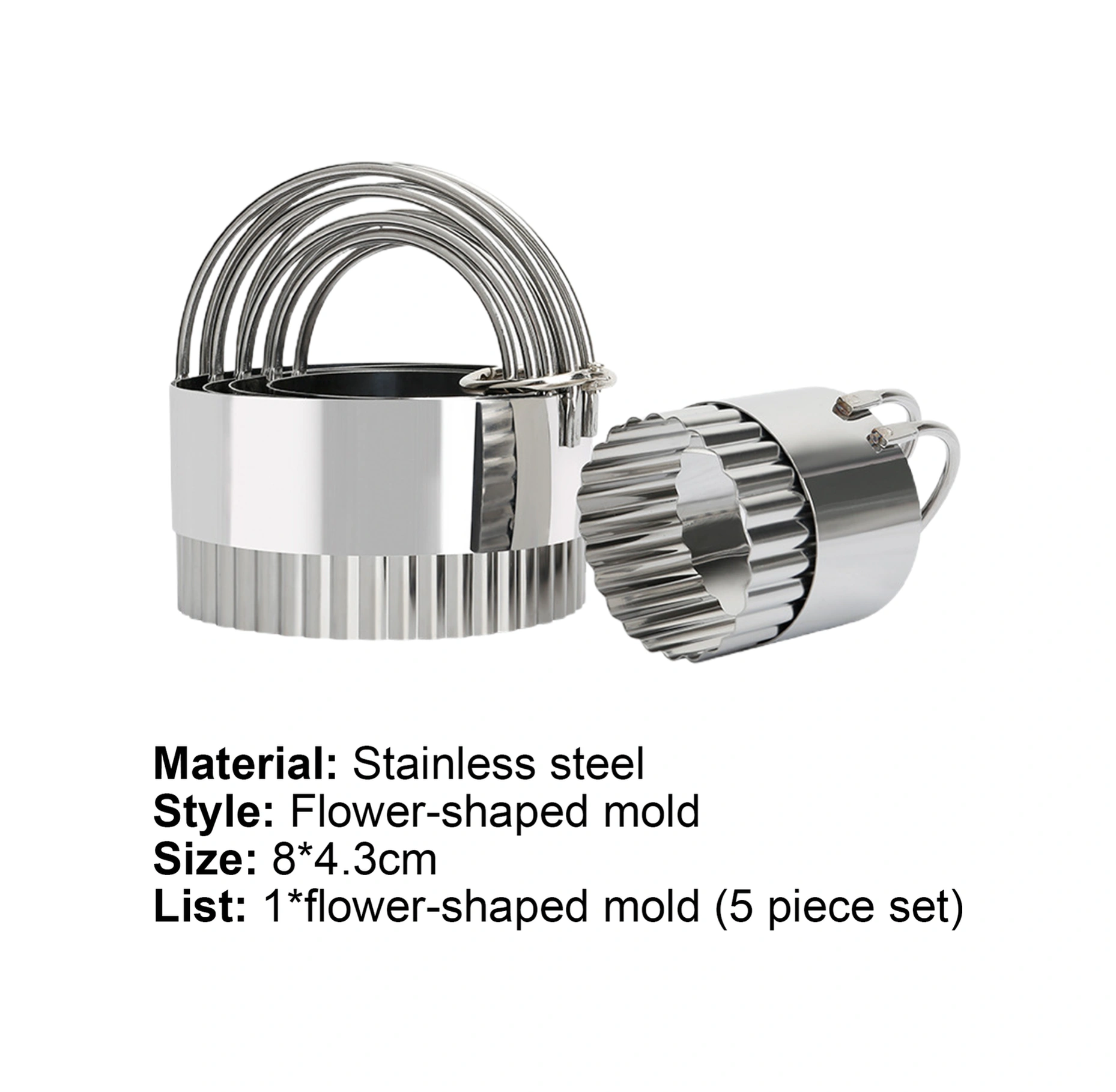 Yaleker 5'li Paslanmaz Çelik Bisküvi Kalıbı Seti - Rust Ötesi, Ergonomik Kolu, Kolay Temizlenir, Kaliteli Kullanim İçin Gümüş
