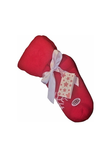 Kadın Kışlık Termal Yılbaşı Temalı Polar Çorap Kırmızı