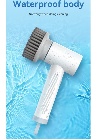 Tcherchi Kablosuz Elektrikli Temizleme Fırçası Mutfak Bulaşık Yıkama Fırçası Beyaz