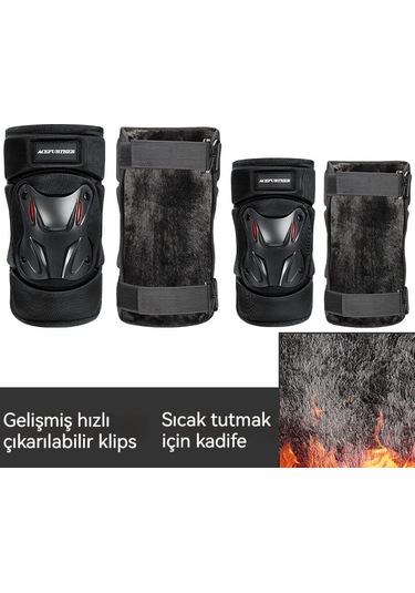 Motosiklet Sürme Diz Pedleri Dirsek Pedleri Dört Parçalı Kılıflar Siyah