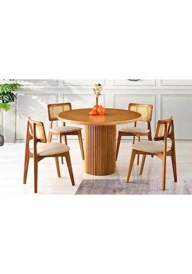 Helios Beyaz Hazeranlı Ceviz Ahşap Bohem Sandalye