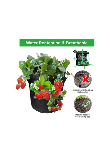 Yifomall 3 Lü Felt Bahçe Bitki Çanta, 23x28cm 18l, Su Geçirmez, Çilek-botanik İçin, Taşınabilir, Ev Bahçesi Balkon Kullanıma Uygun