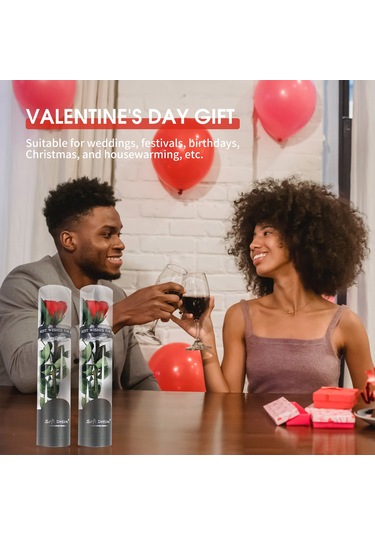 Monyee Sürekli Gül Hediyelik Kutusu - Kırmızı Uzun Boycanlı Canlandırabilecek Doğal Gül, Sevgi Ve Arkadaşlık Semboli, Romantik Dekorasyon İçin Uygun