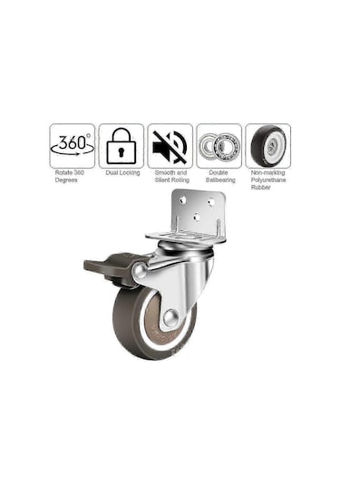 Tcgg - 4 Adet Döner Tekerlek Seti 50 Mm, 100 Kg Mobilya Tekerlekleri, Frenli L Şeklinde Mobilya Tekerlekleri 360 Derece Döner Diğer