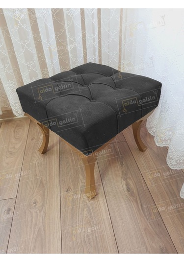 Kapitoneli Makyaj Pufu Ayak Ucu Puf Gold Ayak 45 45 Antrasit