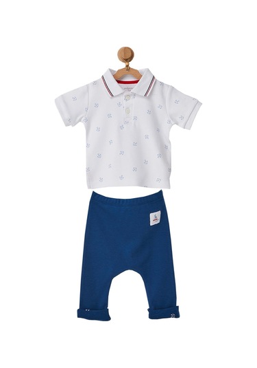 Andywawa Erkek Bebek Polo Yaka Gemi Çapası Motifli Alt Üst Takım Ac22644 001