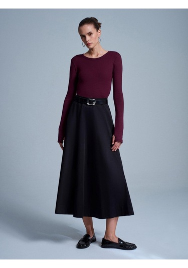 Dilvin 32319 Modal Karışımlı Uzun Kollu Top-bordo-12109 Bordo