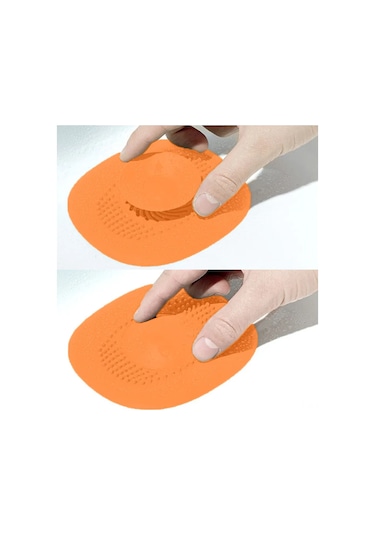 Suofeng 4 Adet Silikon Tüp Kapağı - Duş Banyo Lavabo Tüp Filtresi - Saç Geri Kalıntı Engelleyici - Koku Engelleme - Turuncu Portakal