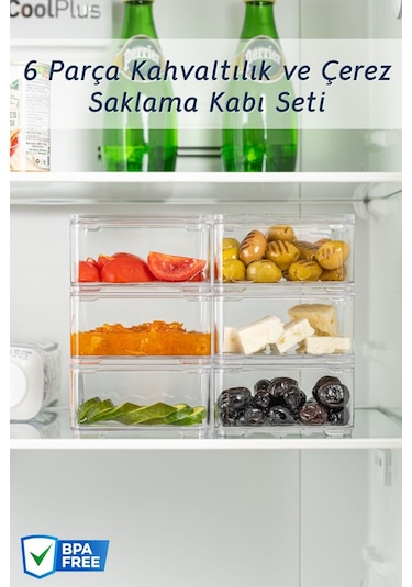 Nandy Home Kahvaltılık - Çerez Saklama Kabı Seti 6'lı Şeffaf