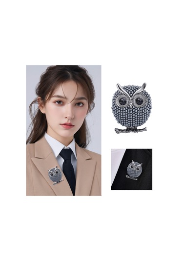 Magideal Suntek Kuşlar Broş Pin Moda Alaşım Inci Baykuş Doğum Mavi