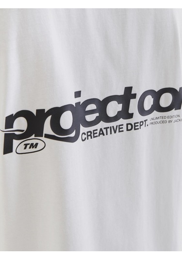 Jack & Jones Erkek Gögüs Ve Sirt Baskili Tişört - Union - 12273442 Bright White