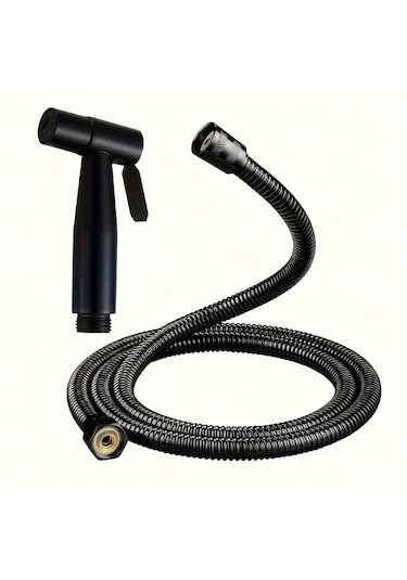Tongdashop Siyah 59.06 İnç Hortumlu Ayarlanabilir Duş Başlığı - Çift Püskürtme Paslanmaz Çelik