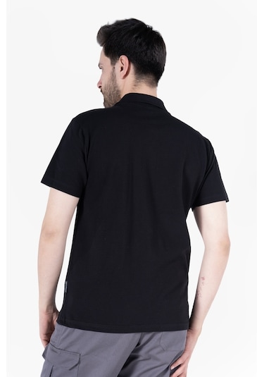 Polo Yaka Fleto Cepli T-shirt Siyah