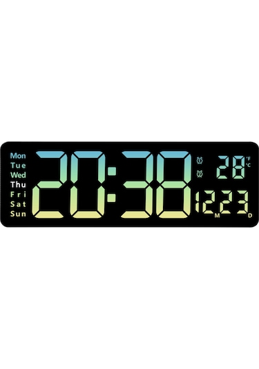 Xindoker 16 İnç Büyük Ekranlı Led Duvar Saati, Koyu Mavi, Uzaktan Kumanda Ve Düğme Pil Dahil, Modern Salon Dekoru, Kolay Kullanım Camgöbeği