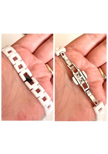 1. Sınıf Çelik Ve %100 Seramik Mixli Beyaz Erkek Bileklik 22 Cm