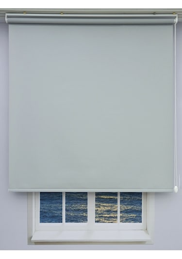 Düz Stor Perde - Kalın Mat Stor Güneşlik Kumaş Keten - Alüminyum Kasa Ve Boru - Eteği Dilimsiz/düz Gri
