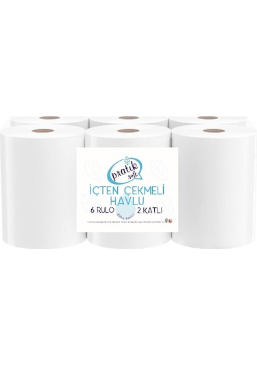 Pratiksoft İçten Çekmeli Kağıt Havlu 6 Rulo