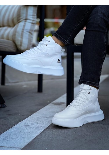 Ba0318 Bağcıklı Erkek Yüksek Taban Beyaz Spor Bot Renklı