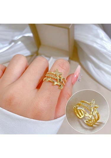 Ayarlanabilir Açıklığa Sahip Zarif Zirkon Yüzük No.56 Çok Renkli