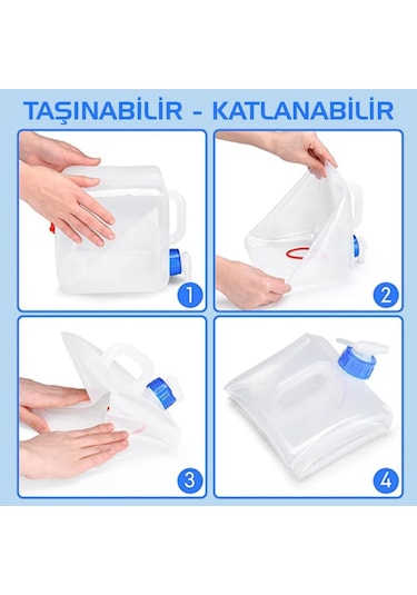 Katlanabilir Musluklu Su Bidonu - 15 Litre - Su Sebili - Argeus