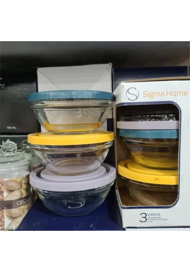 Vamos 3 Lü Kapaklı Cam Saklama Kabı Sgm08779 Gb3 Çok Renkli