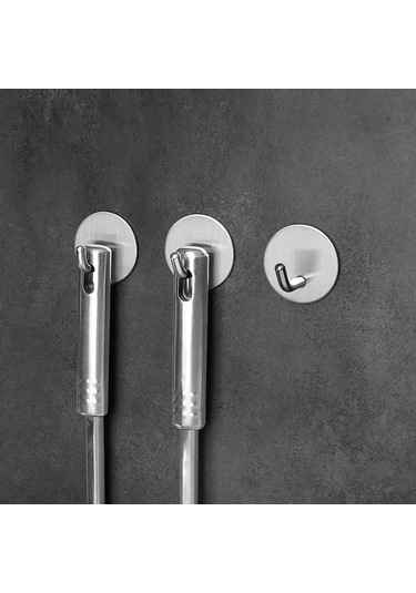 Duvara Montaj İçin 4 Adet Kendinden Yapışkanlı Gümüş Paslanmaz Çelik Kanca Çok Renkli