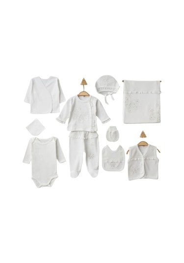 Gaye Bebe 10 Lu Hastane Çıkışı Taşlı Kelebek Model 6637-7000 Ekru